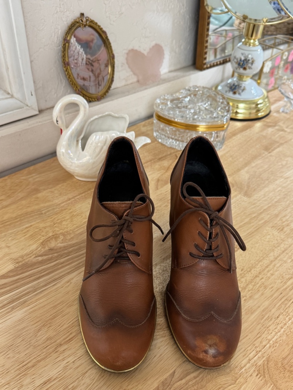 Vintage Miz Mooz Barcelona Collection Brown Leather Oxford Pumps Size 40.5 - 9.5 - Picture 10 of 13